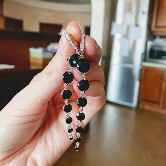 Zirconia CZ Beads Dangle Earrings - Picture 8 of 8